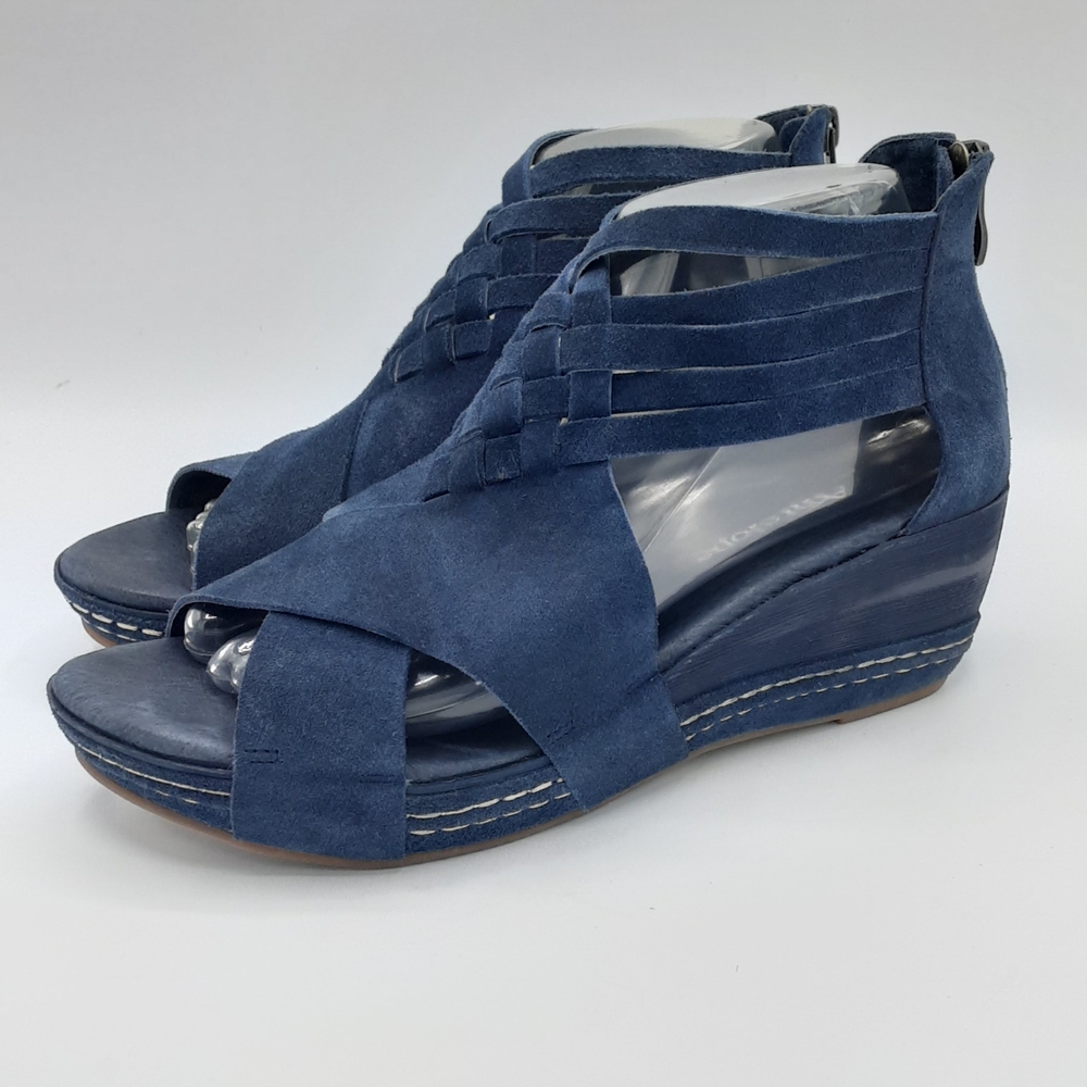 Antelope Tavi Navy Suede Wedge Sandals.